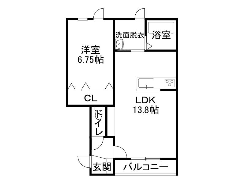 シュペル(1LDK/2階)の間取り写真