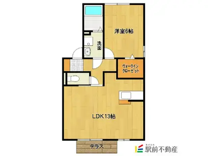 グランモアシティA棟(1LDK/1階)の間取り写真