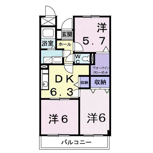 パルテール桑の木(3DK/3階)の間取り写真
