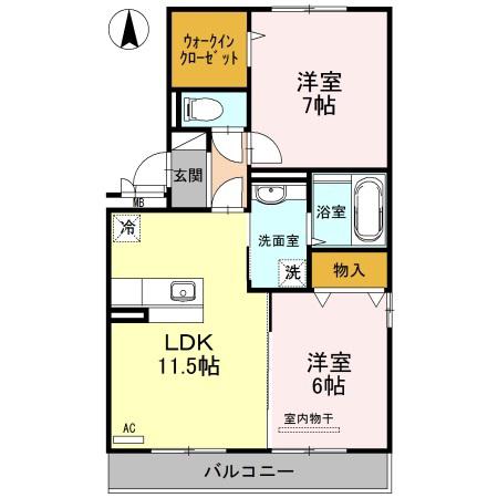 D-ROOM福島(2LDK/2階)の間取り写真