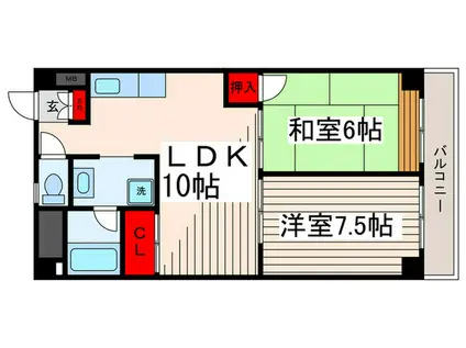 頼長レジデンス(2LDK/4階)の間取り写真