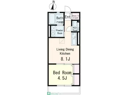 MAISON KIKI イースト(1LDK/2階)の間取り写真