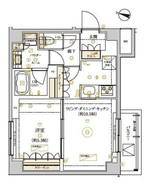 ドムススタイル武蔵小山(1LDK/4階)の間取り写真