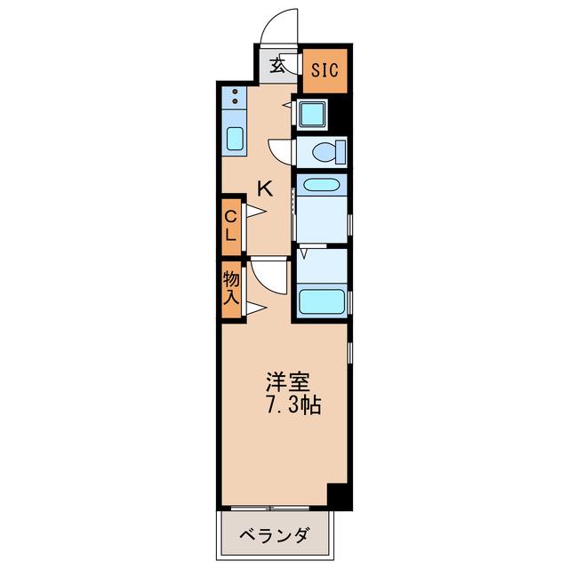 クラシタイヤー呉服町(1K/4階)の間取り写真
