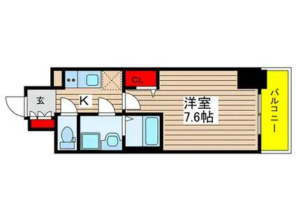 エスリード葵桜通(1K/2階)の間取り写真