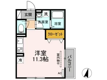 リベラみすず(ワンルーム/2階)の間取り写真