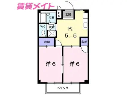 シティハイツ西村(2K/2階)の間取り写真