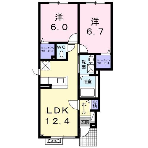 スピノス(2LDK/1階)の間取り写真