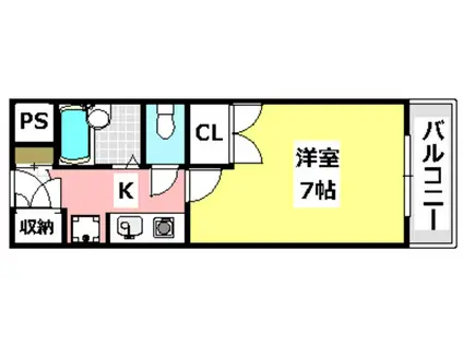 MARRY茨木(1K/4階)の間取り写真