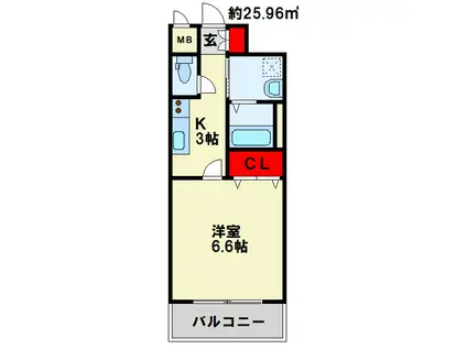 MDIミルファルコ下曽根駅前(1K/6階)の間取り写真