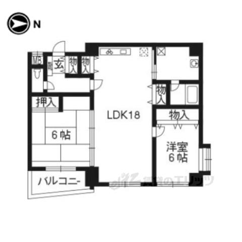 ハウスエバーグリーン(2LDK/4階)の間取り写真