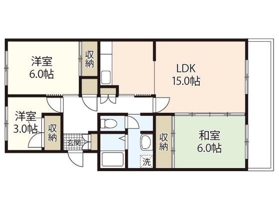 KSB 己斐上Ⅱ(3LDK/4階)の間取り写真