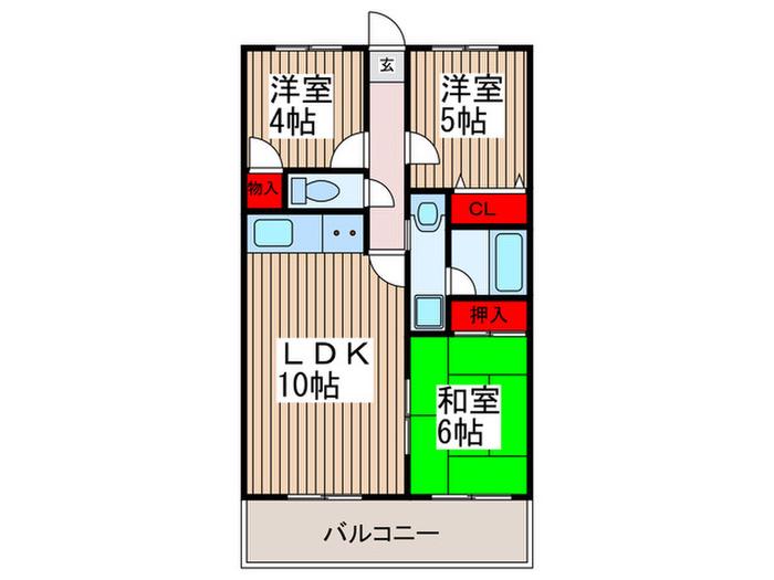 グリーンシティー五番館(3LDK/6階)の間取り写真