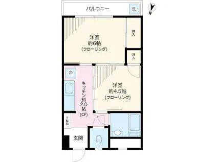 大熊マンション(2K/5階)の間取り写真