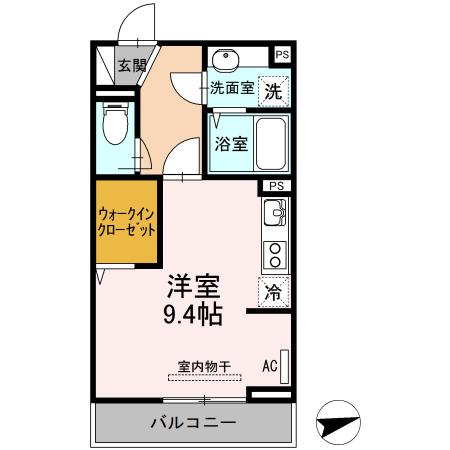 D-ROOM新涯(ワンルーム/3階)の間取り写真
