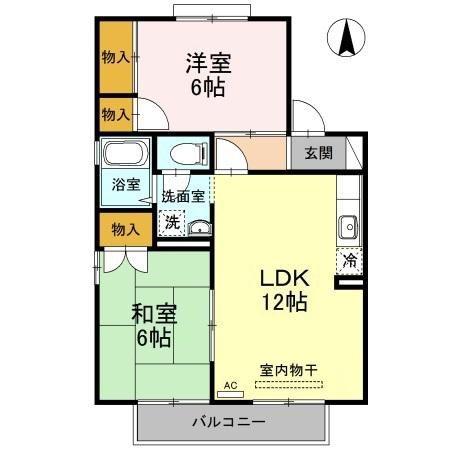エスポワール34 E棟(2LDK/2階)の間取り写真