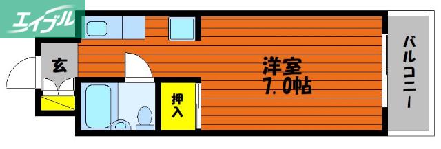 オークタウンマンション(1K/4階)の間取り写真