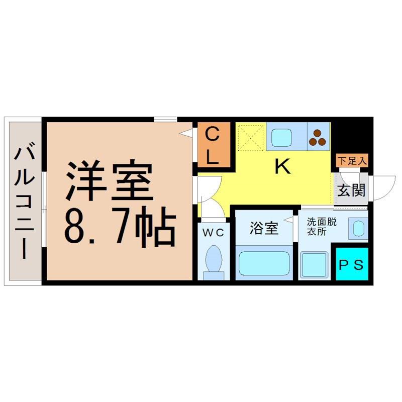 丹下キアーロ(1K/6階)の間取り写真
