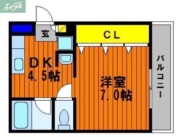 サンライズマンション(1DK/1階)の間取り写真