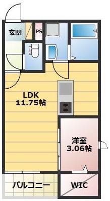 THE NOBLES秋葉町(1LDK/1階)の間取り写真