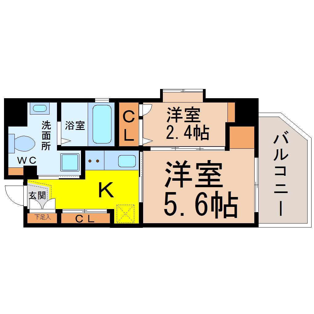 ALATO丸の内(2K/12階)の間取り写真