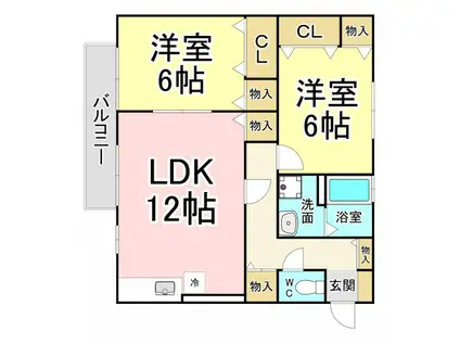 レジデンス星ヶ丘(2LDK/1階)の間取り写真