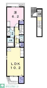 メゾンミモザ(1LDK/2階)の間取り写真