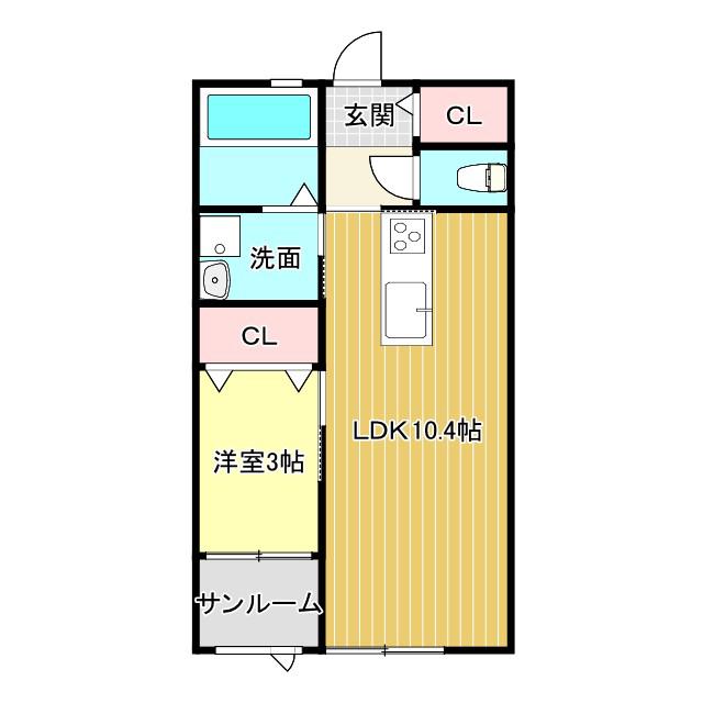 九州新幹線 新八代駅 徒歩10分 2階建 築5年(1LDK/1階)の間取り写真