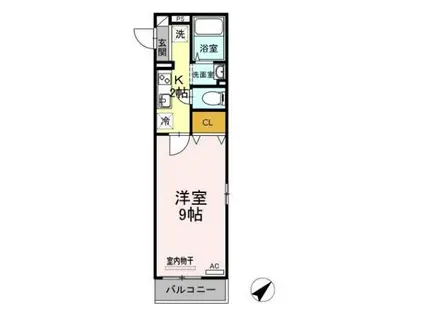 ソレーユ・トレビナ(1K/2階)の間取り写真