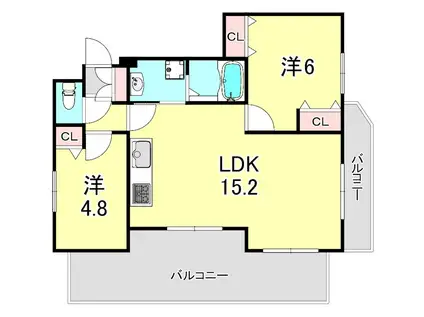 アーバンコート中山手・呉竹(2LDK/5階)の間取り写真