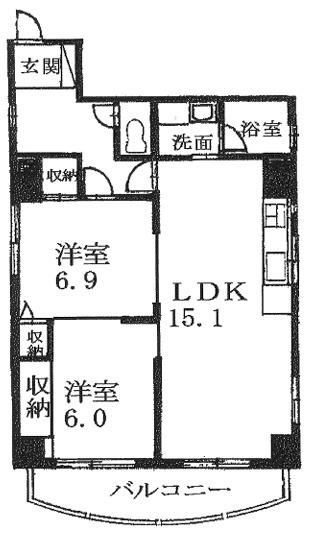 マノビル(2LDK/4階)の間取り写真