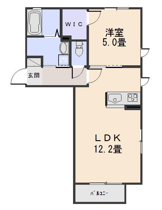 オプティモB(1LDK/2階)の間取り写真
