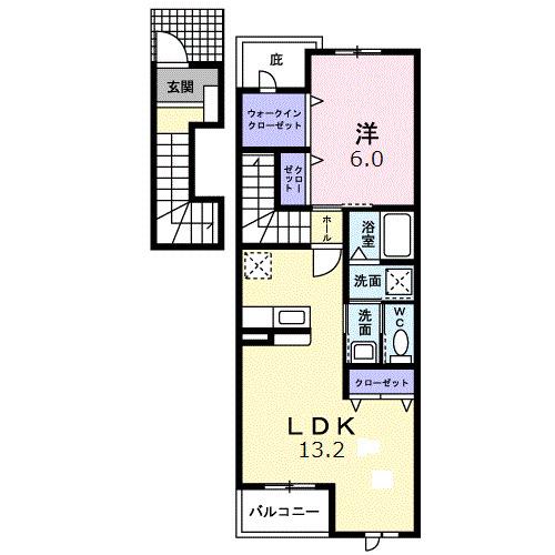 メープルリーフIII(1LDK/2階)の間取り写真