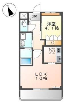 シルフィードA(1LDK/1階)の間取り写真