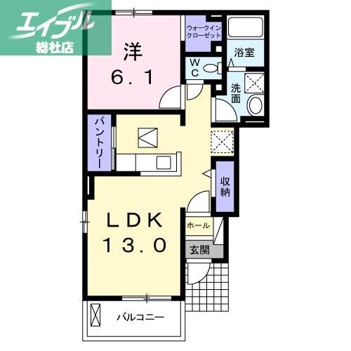 VILLA 樫の木(1LDK/1階)の間取り写真