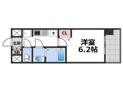 プレサンス京橋GREEN YARDアルミラ(1K/2階)の間取り写真