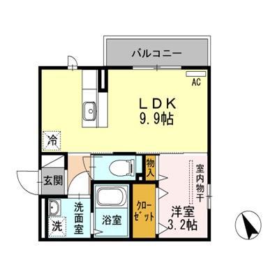 プリムヴェールイースト(1LDK/3階)の間取り写真