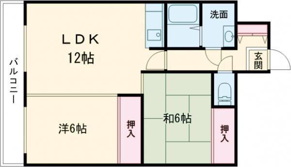クレステージ田家(2LDK/2階)の間取り写真