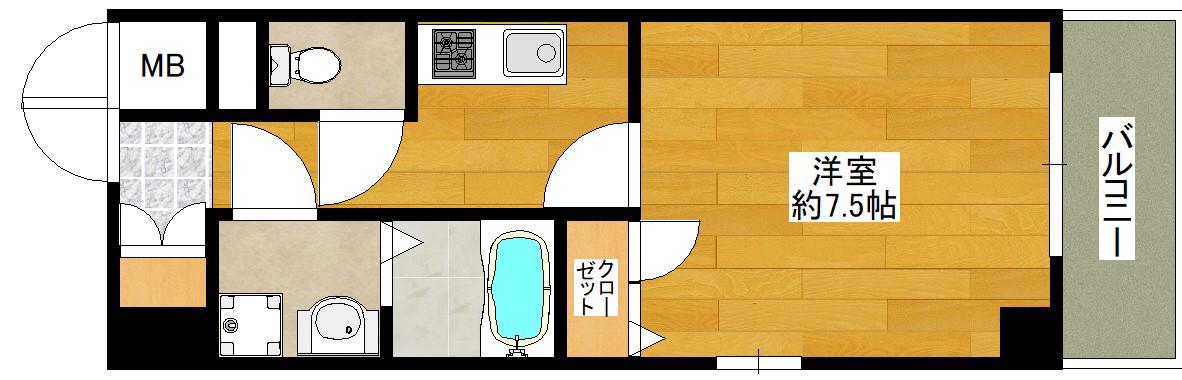 エスリード江坂垂水町(1K/8階)の間取り写真
