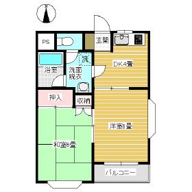 コスモウィンA(2DK/1階)の間取り写真