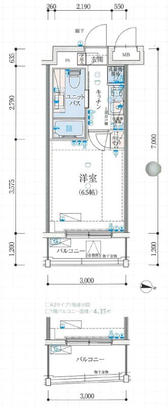 リヴシティ大島イースト(1K/8階)の間取り写真