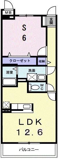 メゾンドリーノ(ワンルーム/3階)の間取り写真