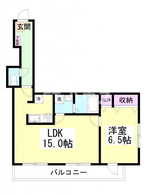 ビレア幕張本郷(1LDK/1階)の間取り写真