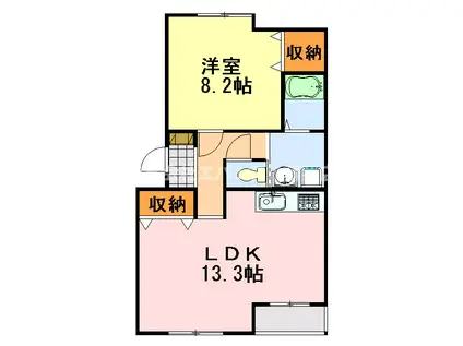 モンシェリーみずきII(1LDK/2階)の間取り写真