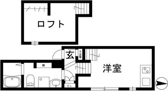 LE COCON 町南(1K/2階)の間取り写真