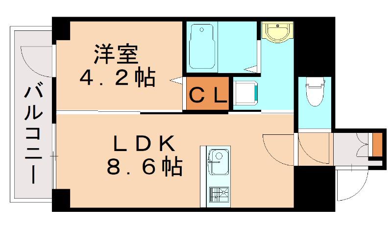メゾン・ド・リエール博多(1LDK/9階)の間取り写真