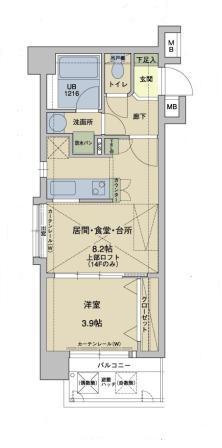 アクタス天神アネックス(1LDK/4階)の間取り写真