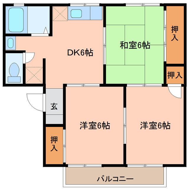 セジュール舘III(3DK/2階)の間取り写真