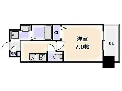 エグゼ難波西IV(1K/7階)の間取り写真