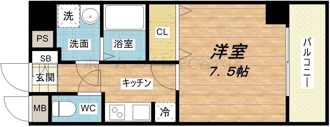 CANAL天満橋(1K/9階)の間取り写真